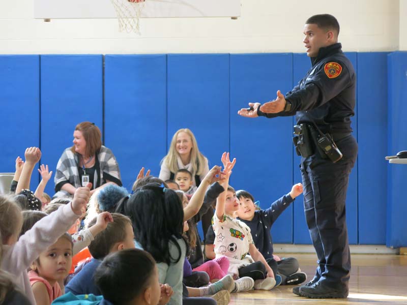 Officer Allison speaking to students
