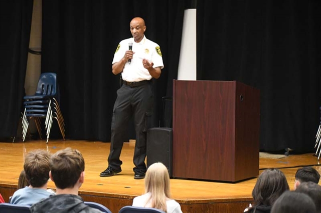 Sheriff Toulon speaking to students
