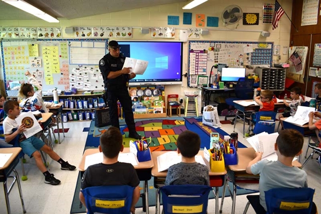 officer in classroom