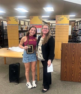 Student getting award