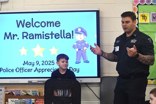 Police officer and son