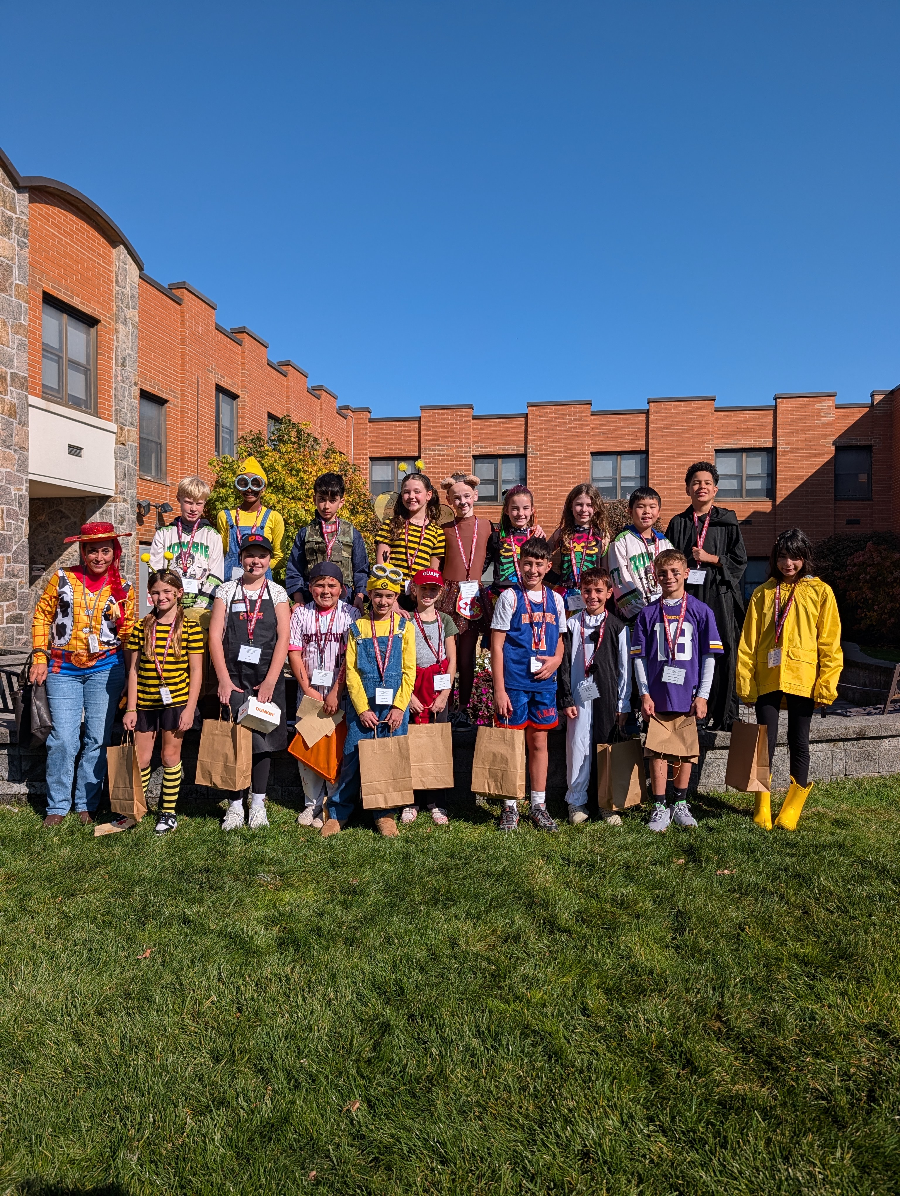 students in halloween costumes