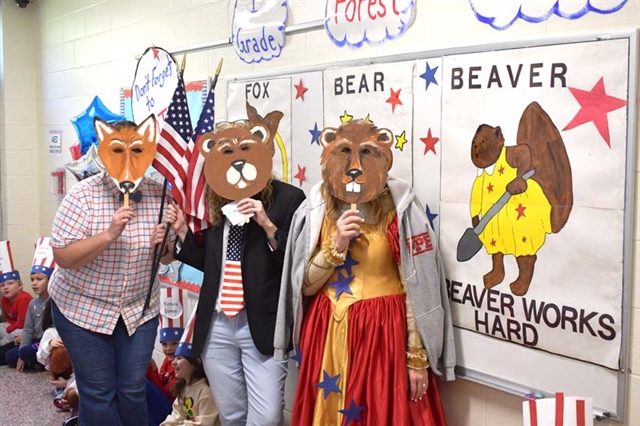The Bear, Beaver and Fox posing for picture