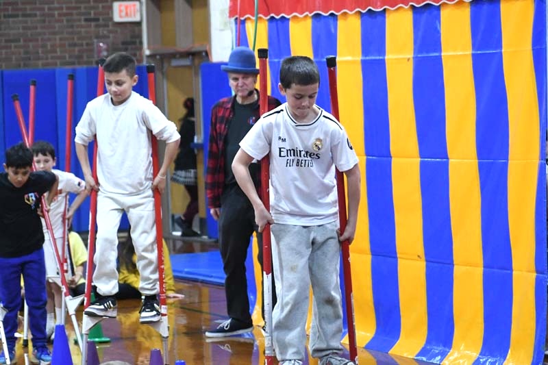 Students performing in the circus