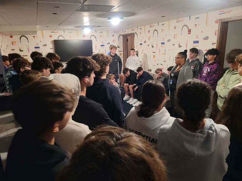 students gathered for tour