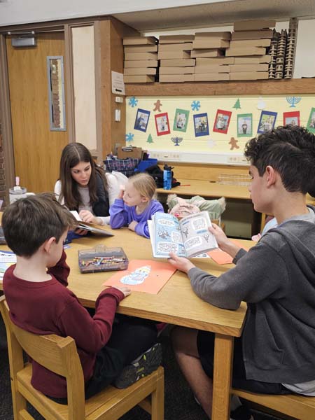 Students reading in the library