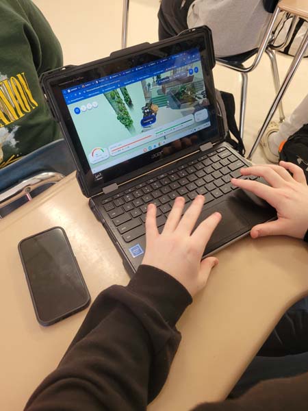 Student working at computer