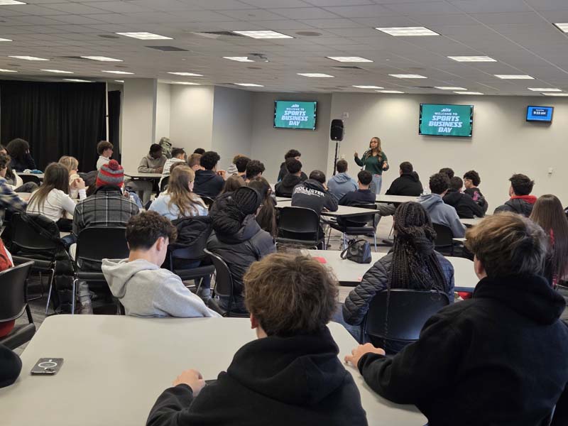students at conference