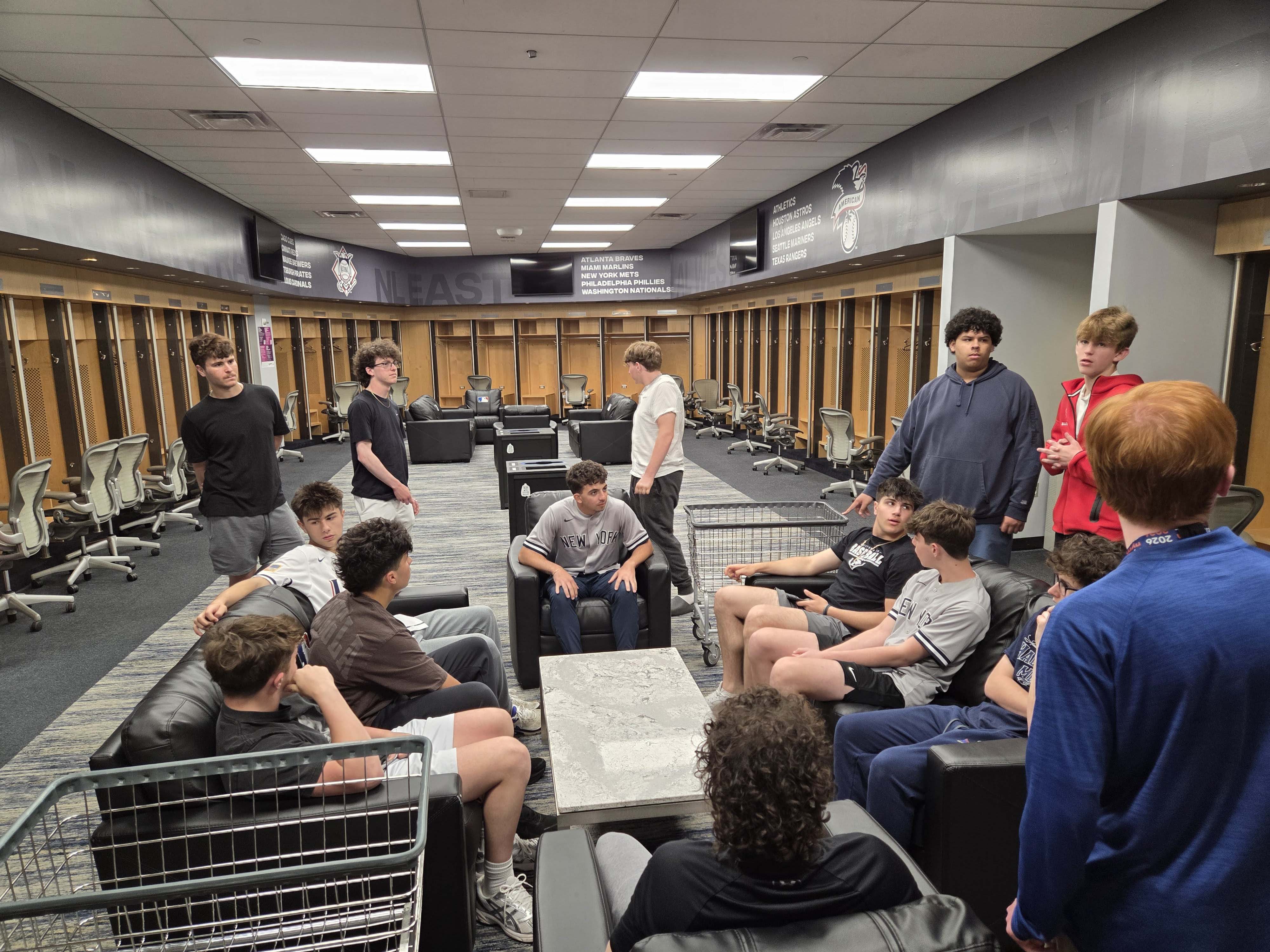 Students in a locker room
