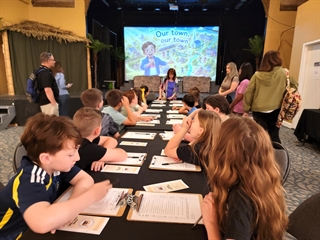 students at a table