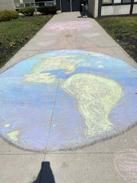 drawing of earth on walkway