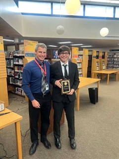 Student getting award