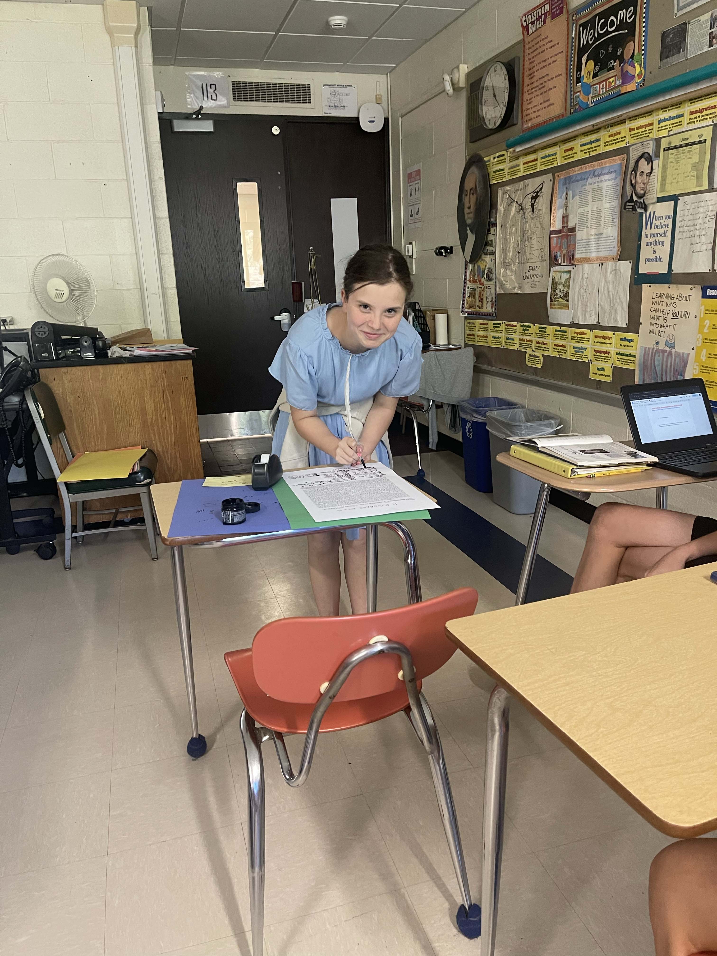 student writing