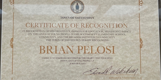 Mr. Pelosi Honored by Town of Smithtown