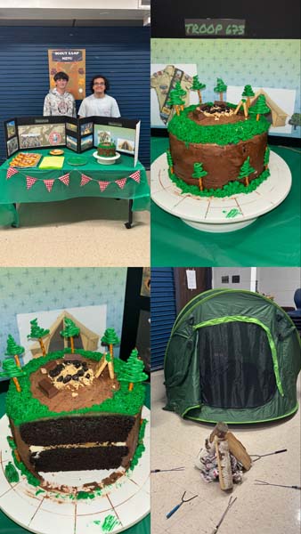 Table with a cake on it