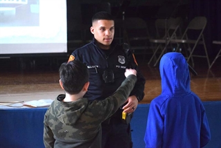 Officer Allison speaking to students