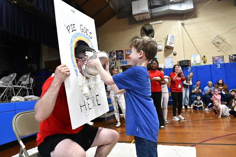 Mr. Furey with pie on his face