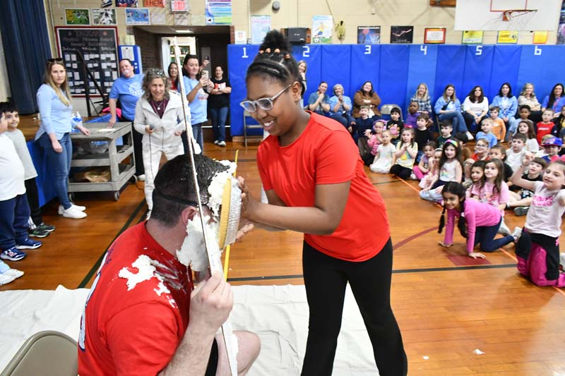 Mr. Furey with pie on his face