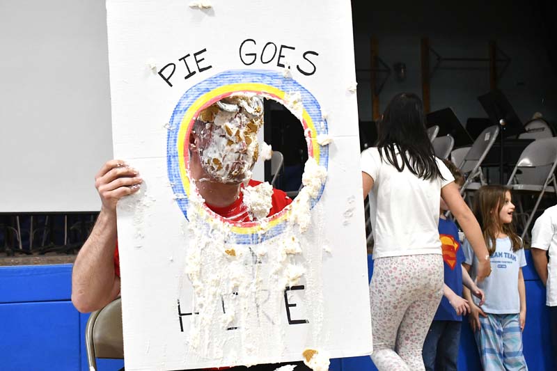 Mr. Furey with pie on his face