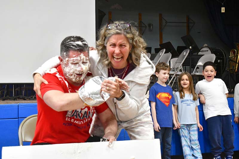 Mr. Furey with pie on his face