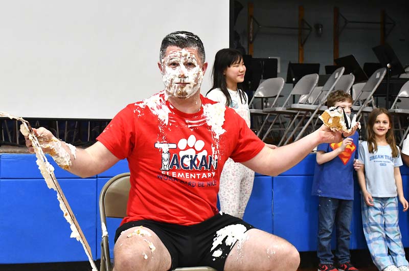 Mr. Furey with pie on his face