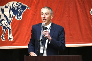 Principal Holl speaking