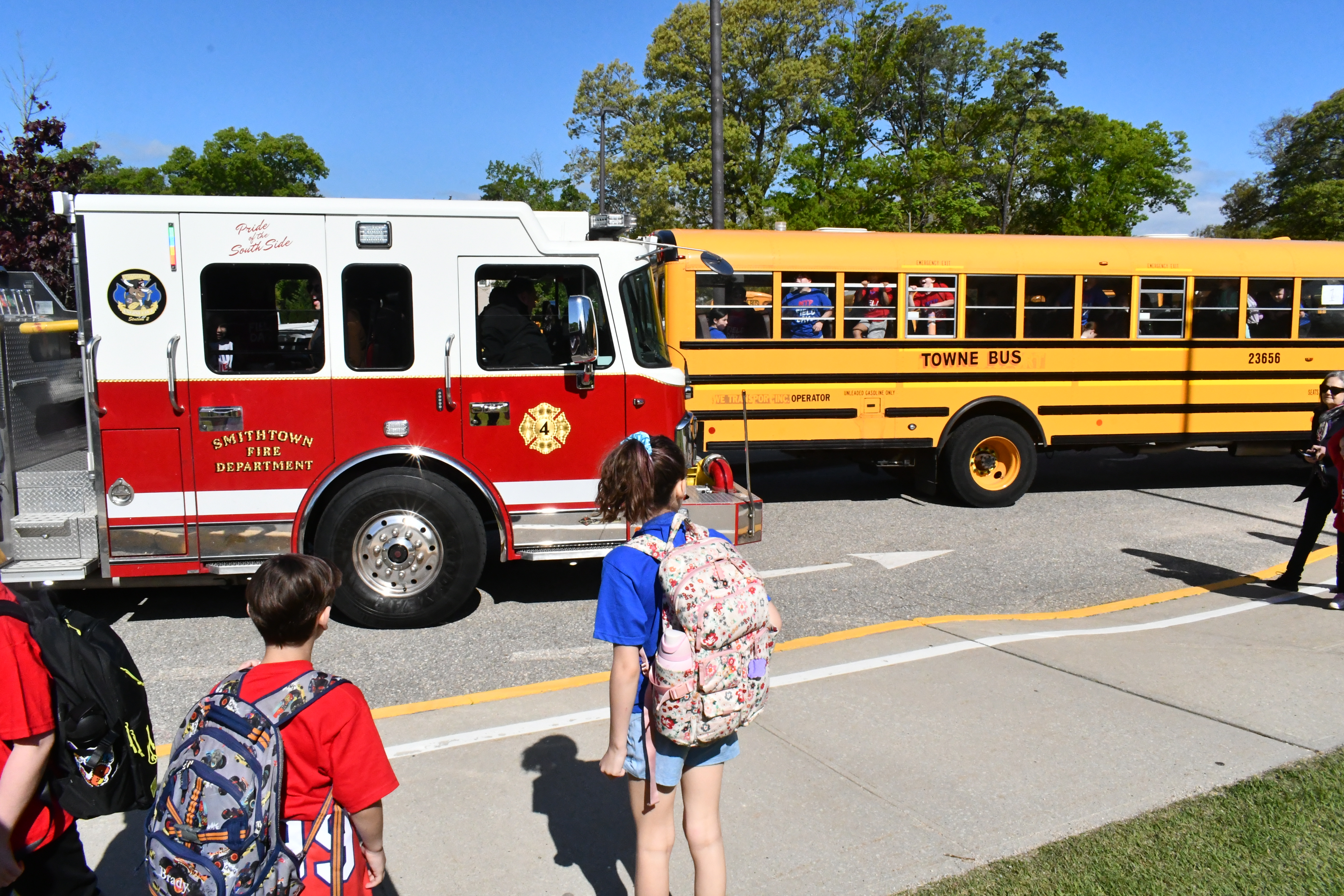 Fire Truck at school with children