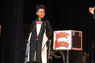 Student on stage