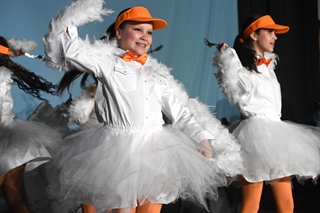 Student on stage