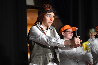 Student on stage