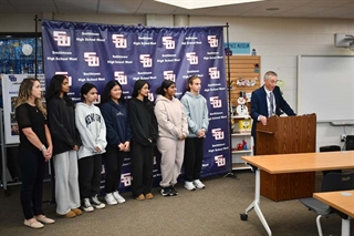 Principal Holl addressing students