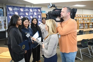 Students being interviewed