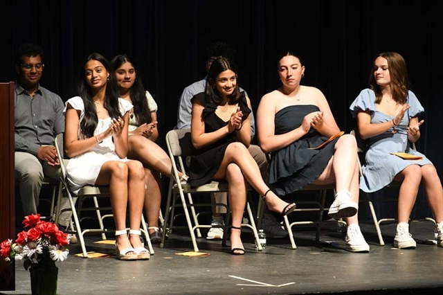 students on stage