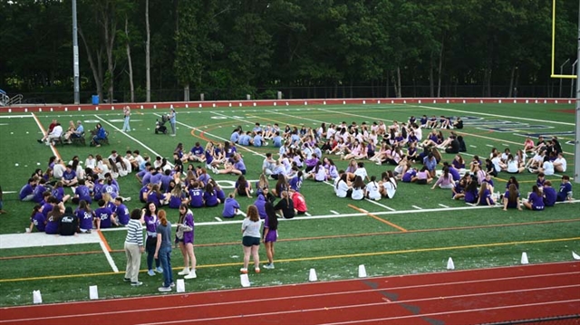 students on field