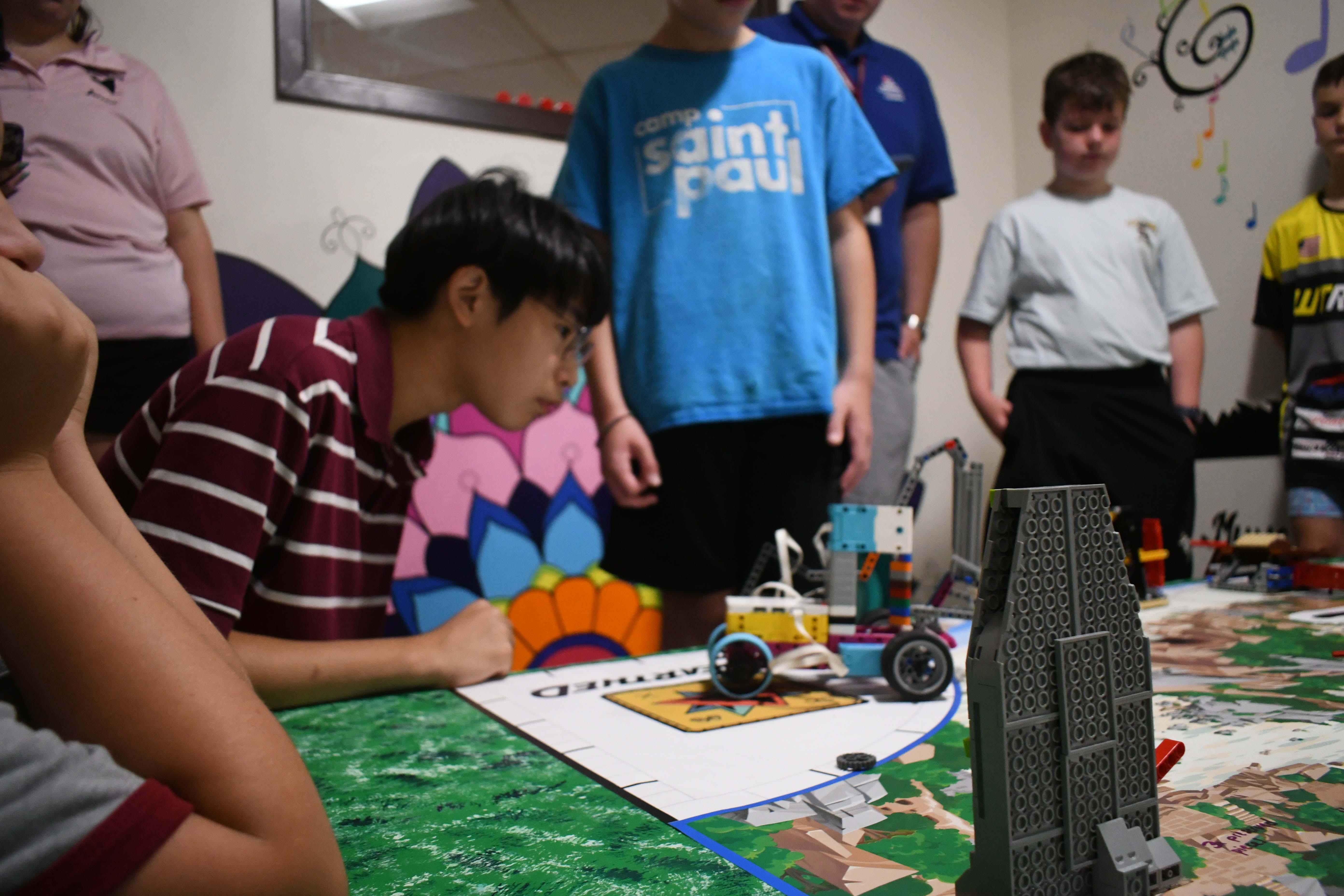 Student working on robotics