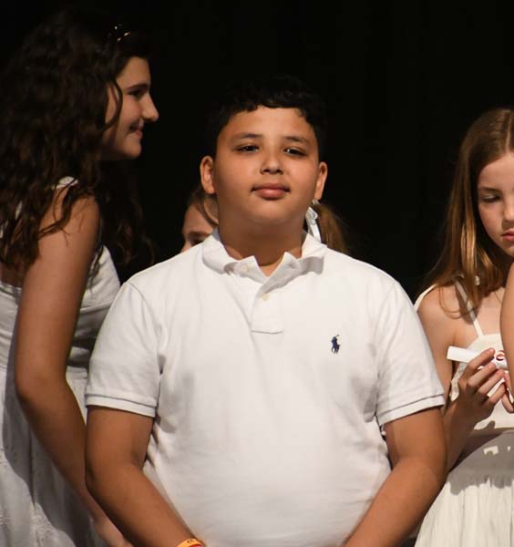 Student on stage