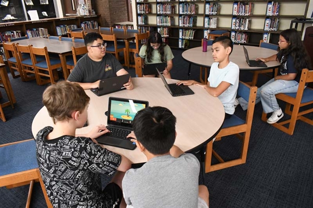 Students at a table
