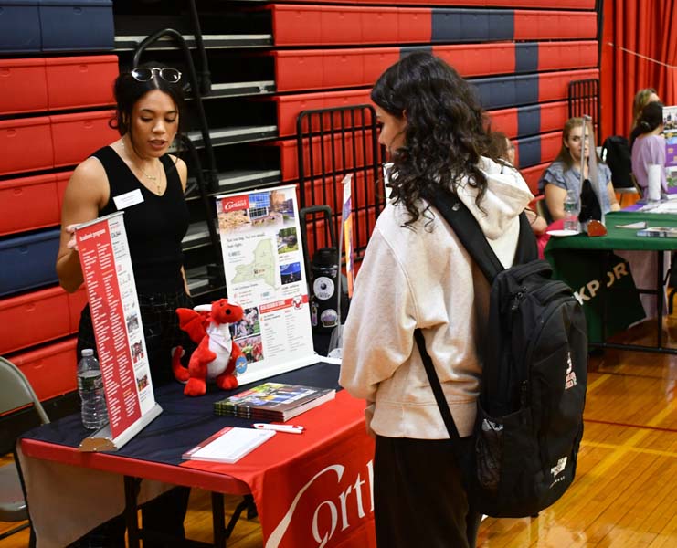 Students meeting college representatives
