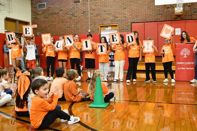 Students holding signs
