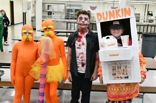 students in classroom in costumes