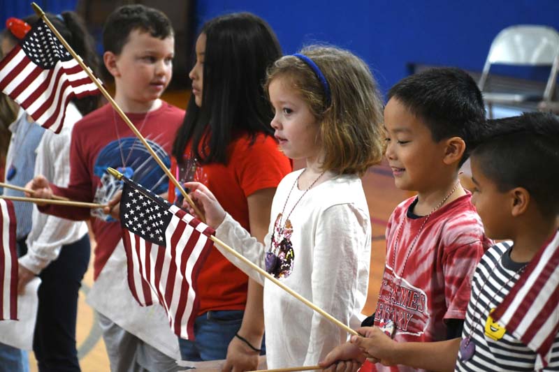 students with flags