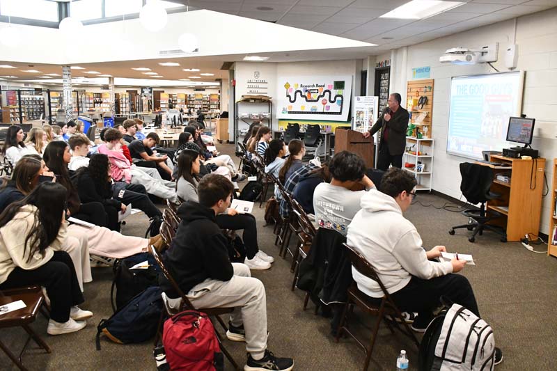 Students listening to speaker