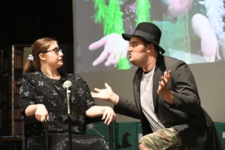 Student actor on stage