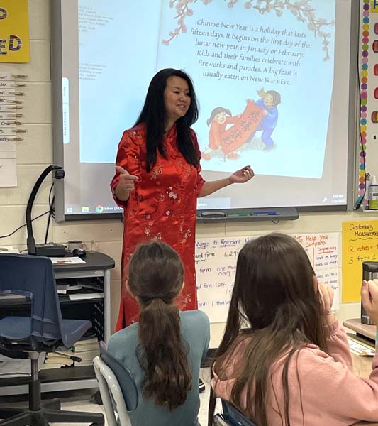 Mills Pond students learning about the Chinese New Year