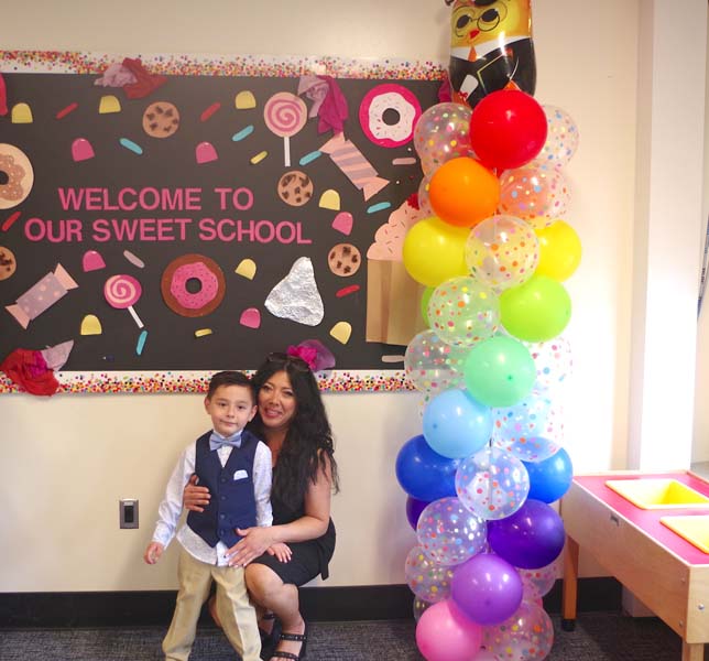 Mom and student smiling