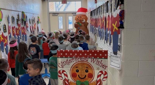 Gingerbread man and students
