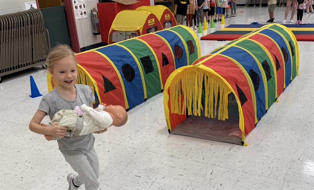 children in fire safety drill