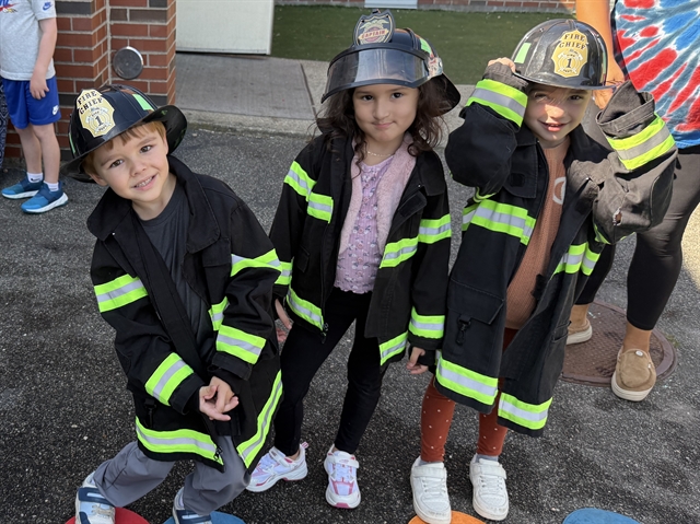 children in fire safety drill