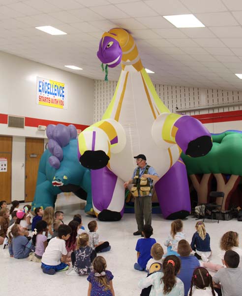 dinoman with kids