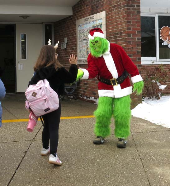 The Grinch and a student